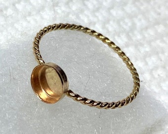 10k Solid Gold Twist Ring Blank- 16ga band -Bezel setting/mounting -Yellow,Rose,White for resin Milk ash memorial Cabochons  -made in USA C6