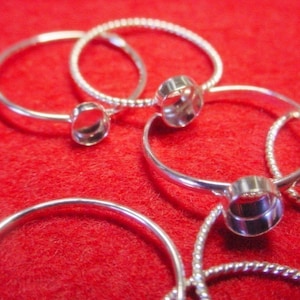Ring Blank with Bezel - Skinny stacker 18ga - eco friendly 925 sterling silver handmade to order - bezels 2 mm 3mm 4mm 5mm 6mm and 8mm