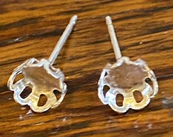 Sterling Silver Scalloped Stud Earrings -PAIR-  with backs -  Also available in 14k gold filled. 5, 6 and 7x5 mm -bridesmaid -Made in USA
