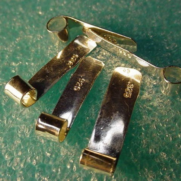 tube bails rectangular of solid .925 sterling silver handmade custom or about 4 to 6mm wide x about 15 to 25mm long bale - 10 pieces