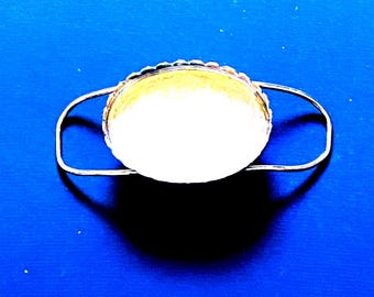 Bracelet bezel setting solid 925 sterling silver -18x13 to 30x22 mm oval cup -DIY resin memorial ash hair breast-milk flowers keepsake USA *