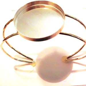 Cuff bracelet blank -bezel cup- YGF Gold Filled- Split band 2mm 12ga with 10 12 14 15 16 18 20 mm 8x10 to 18x13 & other shapes- DIY Milk Ash