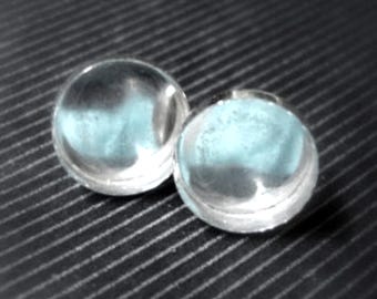 8mm White gold Earring blanks - bezel cups - all solid 10k white gold -- Pair stud/post earrings DIY ash heirloom milk hair sperm flowers *