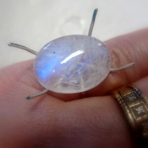 Claw ring blank in = 925 sterling silver ethical - custom made USA rustic easy mount 18/20ga- ONE ring 4 prongs 2" diameter *" image 3