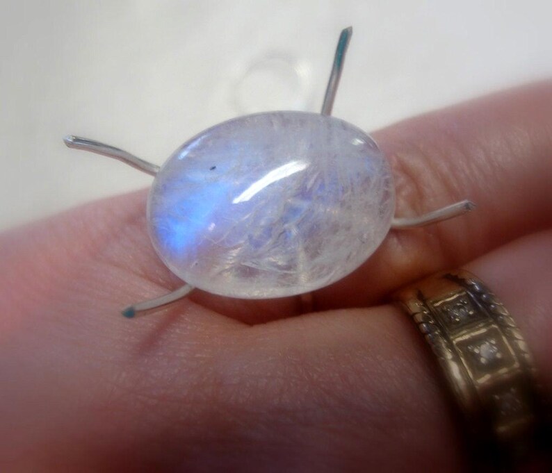 Claw ring blank in = 925 sterling silver ethical - custom made USA rustic easy mount 18/20ga- ONE ring 4 prongs 2" diameter *" image 3