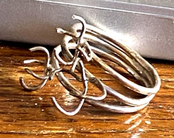 3 setting claw ring  in Sterling silver custom made USA
