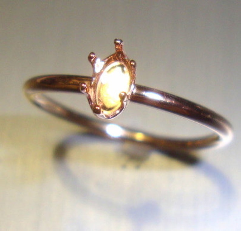 ring prong setting 14k Gold Filled Flat Hammered 14 ga custom made in your size YGF 8x6 mm on 14ga full round band image 1