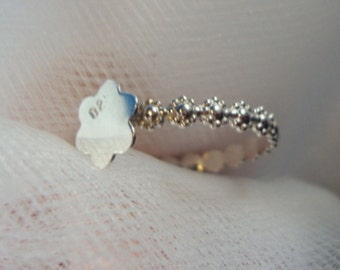 Ring blank Solid Silver Feminine Flowery ring blank - recycled .925 sterling silver - large or small - Custom Sized - handmade