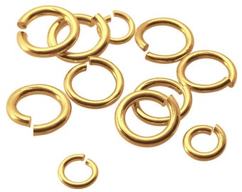 Anillos de salto de oro simples: amarillo, rosa o blanco crudo 10k