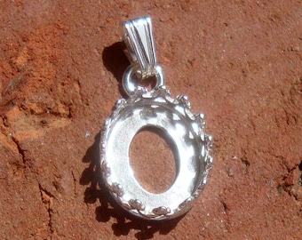 Pendant Blank, Gallery style bezel setting oval 8x10 10x12 10x14mm & bail All metal eco-friendly 925 sterling silver from recycled -c61