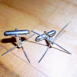 Cuff link blanks with claw settings  eco friendly solid 925 sterling silver recycled sources cufflink - 1 pair  choice of backs and sizes  *