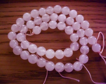 Cuentas de cuarzo rosa de 8 mm, hebra de 4&quot;, 8&quot; o 16&quot;- Mala, Chakra- GENUINO Natural Sin tratar (no calentado, relleno ni teñido) rosa pálido de primera calidad