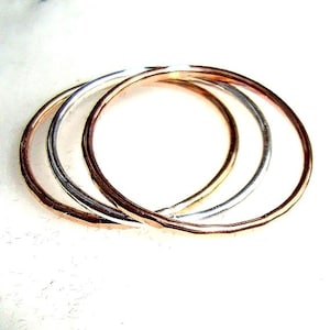 plain Stacker Ring - Plain or hammered yellow gold filled, rose gold filled or 925 Sterling silver 16g - custom made and custom size
