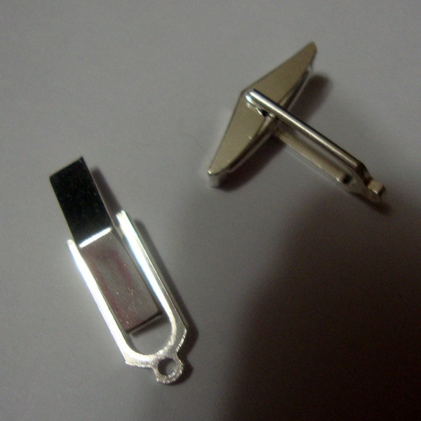 Cufflink backs ready for beading  or wire wrapping - solid  ethical 925 sterling silver recyled sources - 1 pair