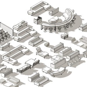 REVIT FAMILY PACK 90 Modelle (Sofa, Wohnzimmer)