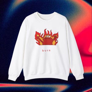 Bluza z okrągłym dekoltem Burning Vibes Unisex - Przytulna odzież uliczna, Prezent w postaci bluzy z grafiką, Swobodne warstwy, Moda jesienna, Niepowtarzalny prezent