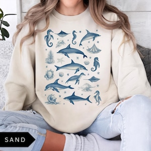 Sea Animals Vintage Sweatshirt, Retro Ocean Sweater, Cute Sea Creatures Sweater, Ocean Gifts, Cozy Warm Unisex Sweatshirt, Ocean Lovers