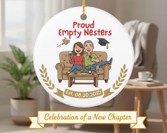Stolze leere Nesters Keramikverzierung - individuelles Datum Elternschaft Meilenstein Andenken - personalisiertes Geschenk für Eltern, Mama und Papa