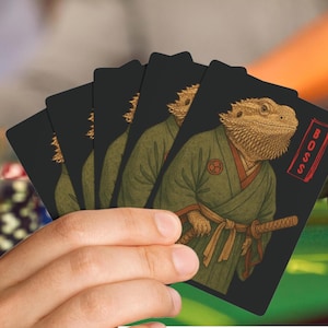 Cartas de Baralho Samurai Boss Bearded Dragon – Baralho de Pôquer Engraçado Lizard – Presente para Mamãe e Papai Beardie – Presente Exclusivo para Noite de Pôquer de Répteis