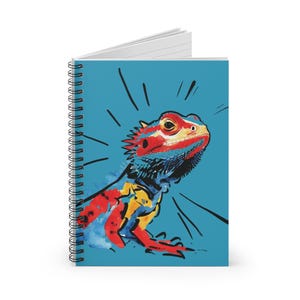 Colorful Bearded Dragon Spiral Notebook – Frolic Style Watercolor Lizard Spiral Journal - Artistic Beardie Lover School Notebook, Journal