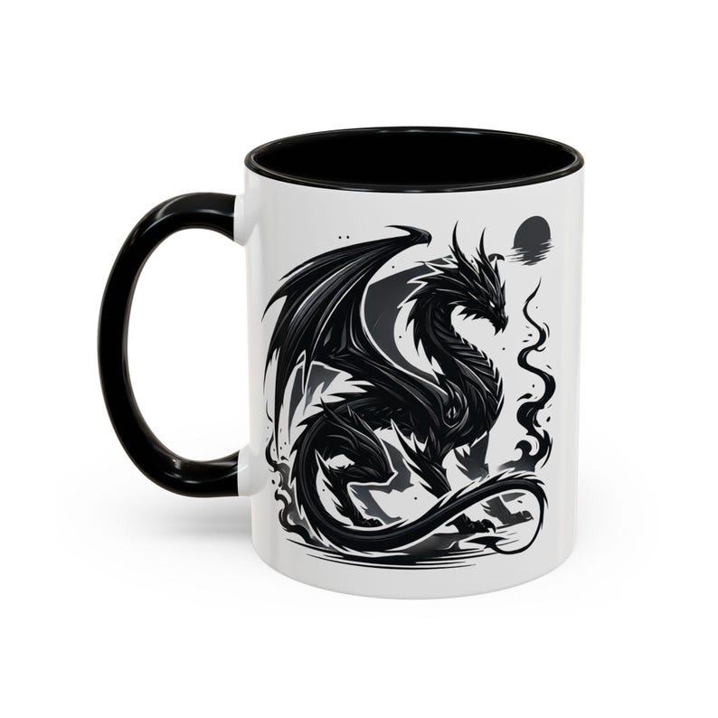 Black Dragon Coffee Mug - Cool Gothic Fantasy Gift - Dragon Art Mug ...
