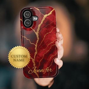 Rött Rubinfärgat Personligt Stöttåligt Mobilskal för iPhone & Samsung Galaxy (iPhone 17 Air Pro Max)