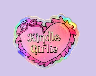 Holographic Heart Sticker | Cute Girlie Kindle Decal | Aesthetic Laptop Decor | Trendy Stickers for Girls