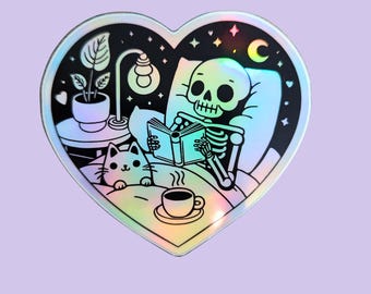 Skeleton Sticker, Kindle Sticker, Bookish Sticker, Reader Sticker, Laptop Sticker, Book Lover Gift