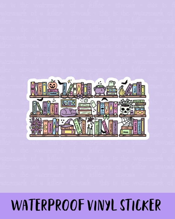 Halloween Bookshelf Sticker, Bookish Fall Decor, Spooky Reader Sticker