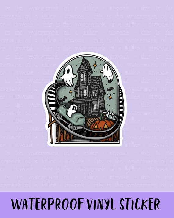 Ghost Fun Sticker, Kindle Sticker, Ghostie Roller Coaster Decal, Haunted House Decor, Horror Lover Gift