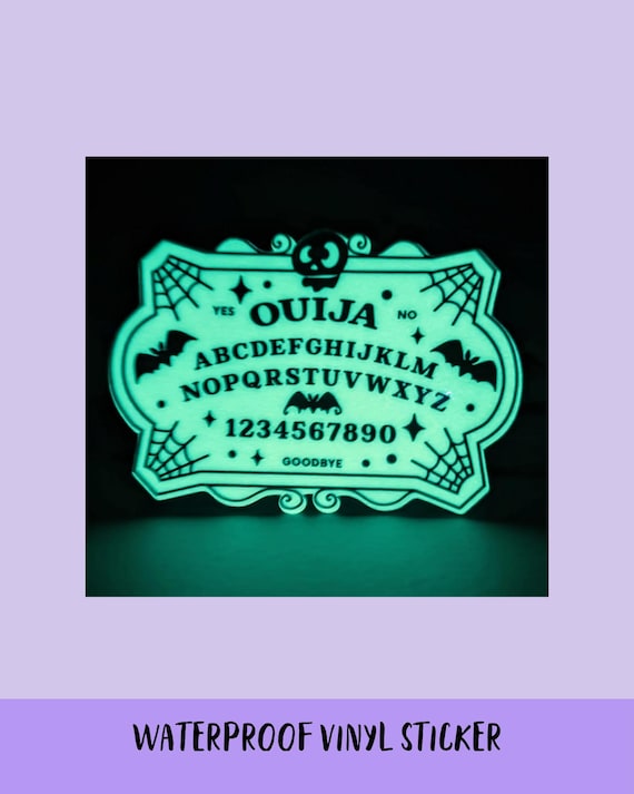 Witch Sticker | Planchette, Spirit Board, Ouija Glow in the Dark Sticker | Waterproof Laptop, Kindle Sticker | Vinyl Glow Halloween Sticker
