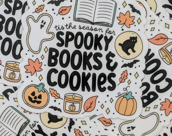 Spooky Fall Bookish Sticker, Autumnal Kindle Decor