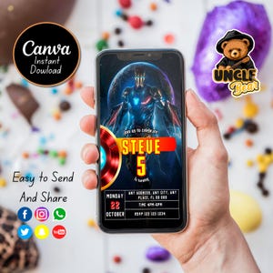 convite ironman, convite digital para festa de aniversário ironman, convite de aniversário de super heróis, convites para celular vingadores ironman