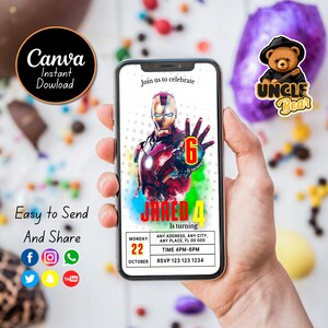 convite ironman, convite digital para festa de aniversário ironman, convite de aniversário de super heróis, convites para celular vingadores ironman