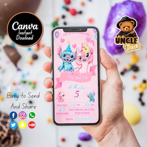 Modello di invito di compleanno modificabile per punto mobile, inviti per feste di compleanno, invito a feste digitali per bambini, biglietto di compleanno Evite con download istantaneo