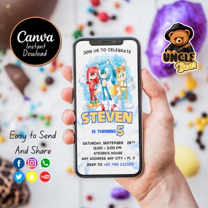 Invitation mobile hérisson | Modèle d'invitation anniversaire fête d'enfants | Invitation garçon et fille | Téléchargement instantané Evite