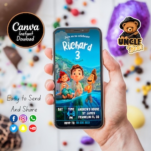 Luca Birthday Mobile Phone Text Invitation Electronic Email SMS Invite Digital Editable Template Instant Download