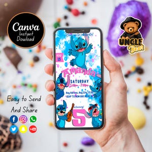 Modèle d'invitation d'anniversaire modifiable au point mobile, invitations de fête d'anniversaire, invitation numérique à une fête d'enfants, carte d'anniversaire Evite à téléchargement immédiat