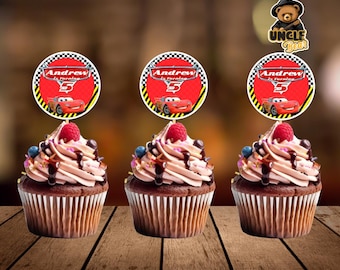 EDIT Set of Cars Cupcake Toppers, Printable Cars Cupcake Toppers, Cupcake Toppers, Cars, Instant Download, lightning McQueen Cupcake Topper