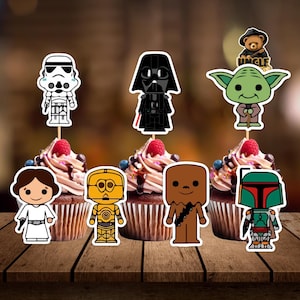 Set of 12 Star Wars Cupcake Toppers, 12 Printable Cupcake Toppers, Cupcake , Instant Download, lightning  Darth Vader Cupcake Topper