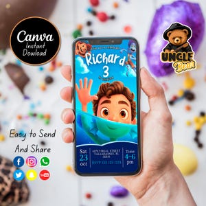 Luca Birthday Mobile Phone Text Invitation Electronic Email SMS Invite Digital Editable Template Instant Download