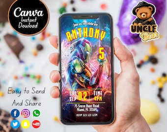 Ironman Birthday Invitation, Avengers Phone Invite (Digital)