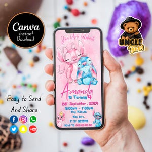 Modèle d'invitation d'anniversaire modifiable au point mobile, invitations de fête d'anniversaire, invitation numérique à une fête d'enfants, carte d'anniversaire Evite à téléchargement immédiat