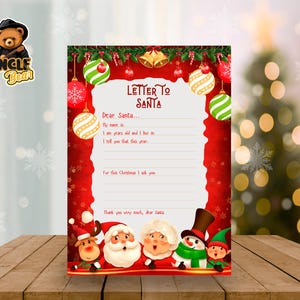 Bearbeitbarer personalisierter Brief von Weihnachtsmann vom Schreibtisch von Weihnachtsweihnachtsmann Weihnachtsabend Nordpol Mail Sofortiger Download druckbare Vorlage