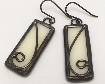 Vanilla Pudding - Sterling Silver Stained Glass Earrings