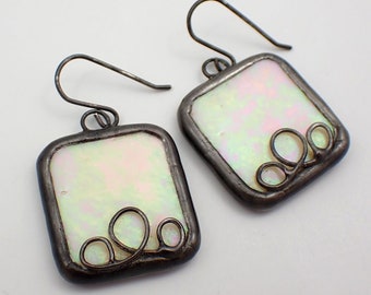 Marzipan - Sterling Silver Stained Glass Earrings