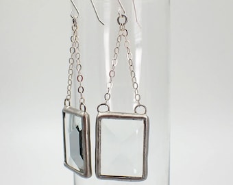 Crystal View  - Sterling Silver Bevel Glass Earrings