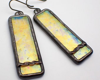 Sparkling Cider - Sterling Silver Stained Glass Earrings