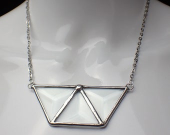 Polygon Perfection - Stained Glass Necklace with Stainless Steel Chain