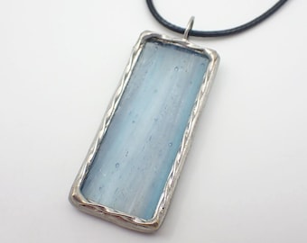 Frozen in Time - Stained Glass Pendant with Black Necklace Cord or Chain